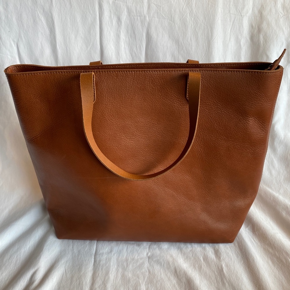 Madewell tote NWOT brown leather zip-top